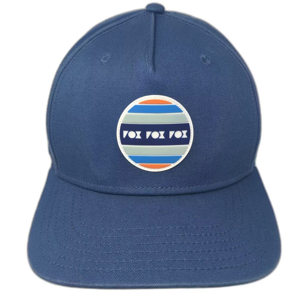 Sportiqe Fox 5 Panel Hat Blue One Size Adjustable Slideback Strap Cotton Patch